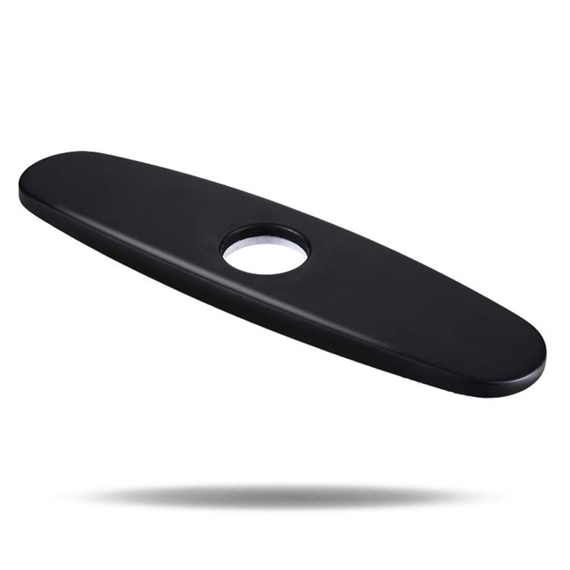WEWE sink hole cover, escutcheon plate WEWE stainless steel deck plate for 1 or 3 hole bathroom or kitchen sink faucet Mixer tap 10" matte black - Image 1